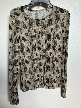 rag & bone Beige and Black Animal Print Long Sleeve Top